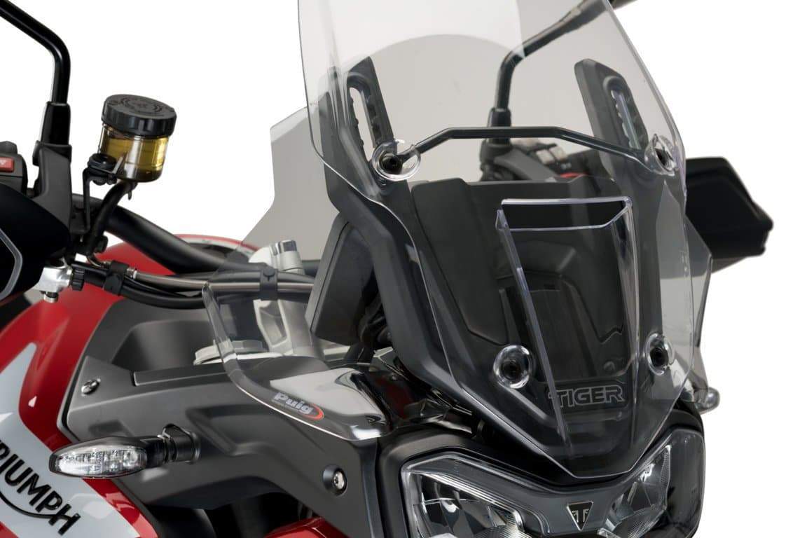 Puig Front Upper Deflectors | Clear | Triumph Tiger 900 GT 2020>Current-M20420W-Wind Deflectors-Pyramid Motorcycle Accessories