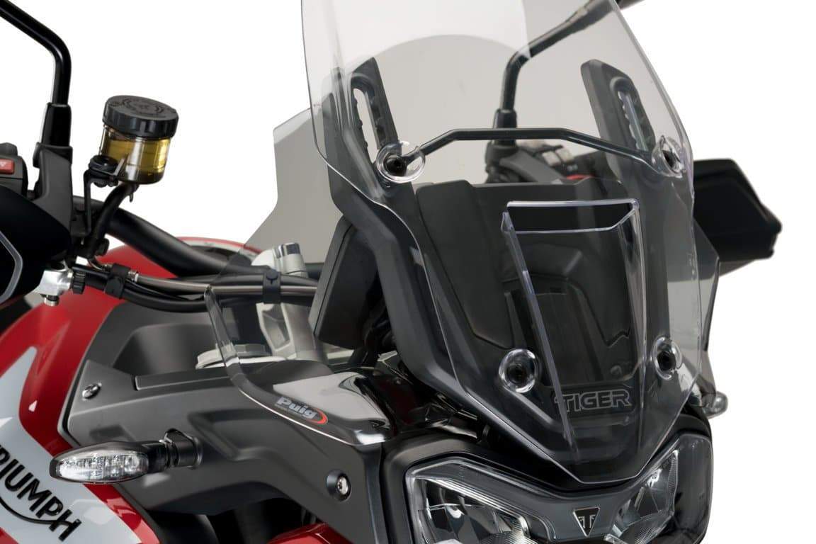 Puig Front Upper Deflectors | Light Smoke | Triumph Tiger 900 GT 2020>Current-M20420H-Wind Deflectors-Pyramid Motorcycle Accessories