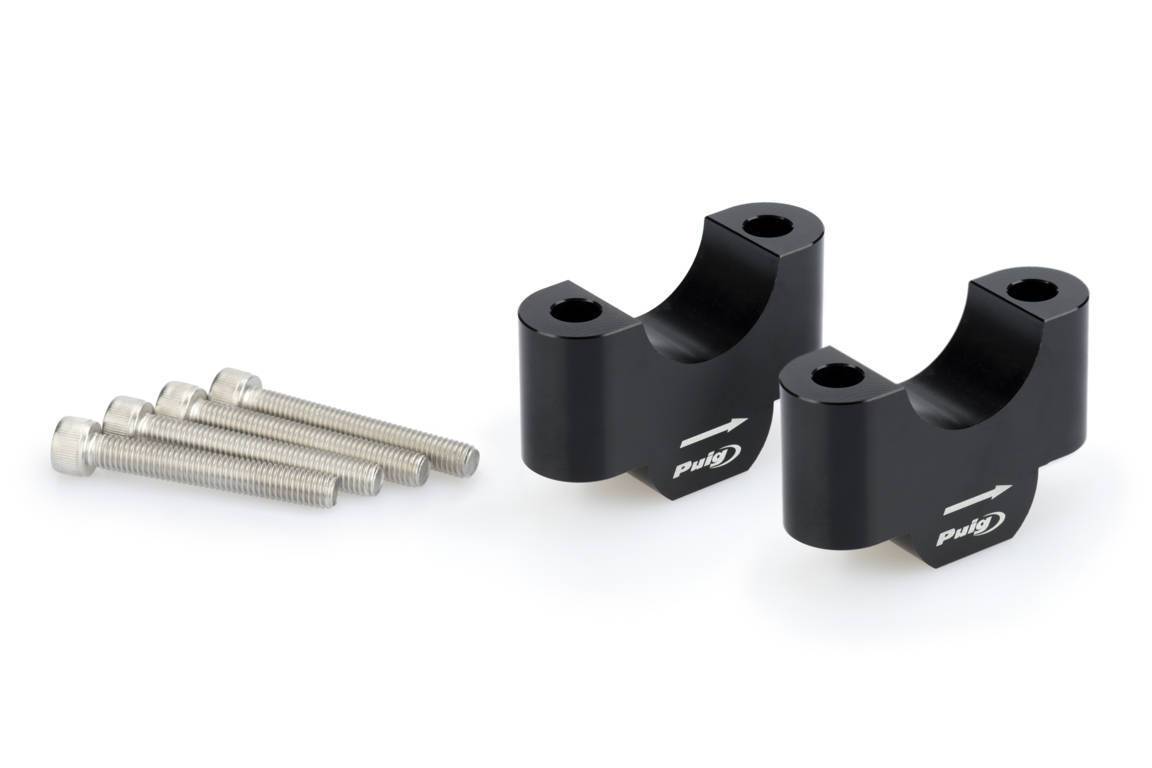 Puig Handlebar Risers - 30mm Rise | Black-Handlebars-Pyramid Motorcycle Accessories