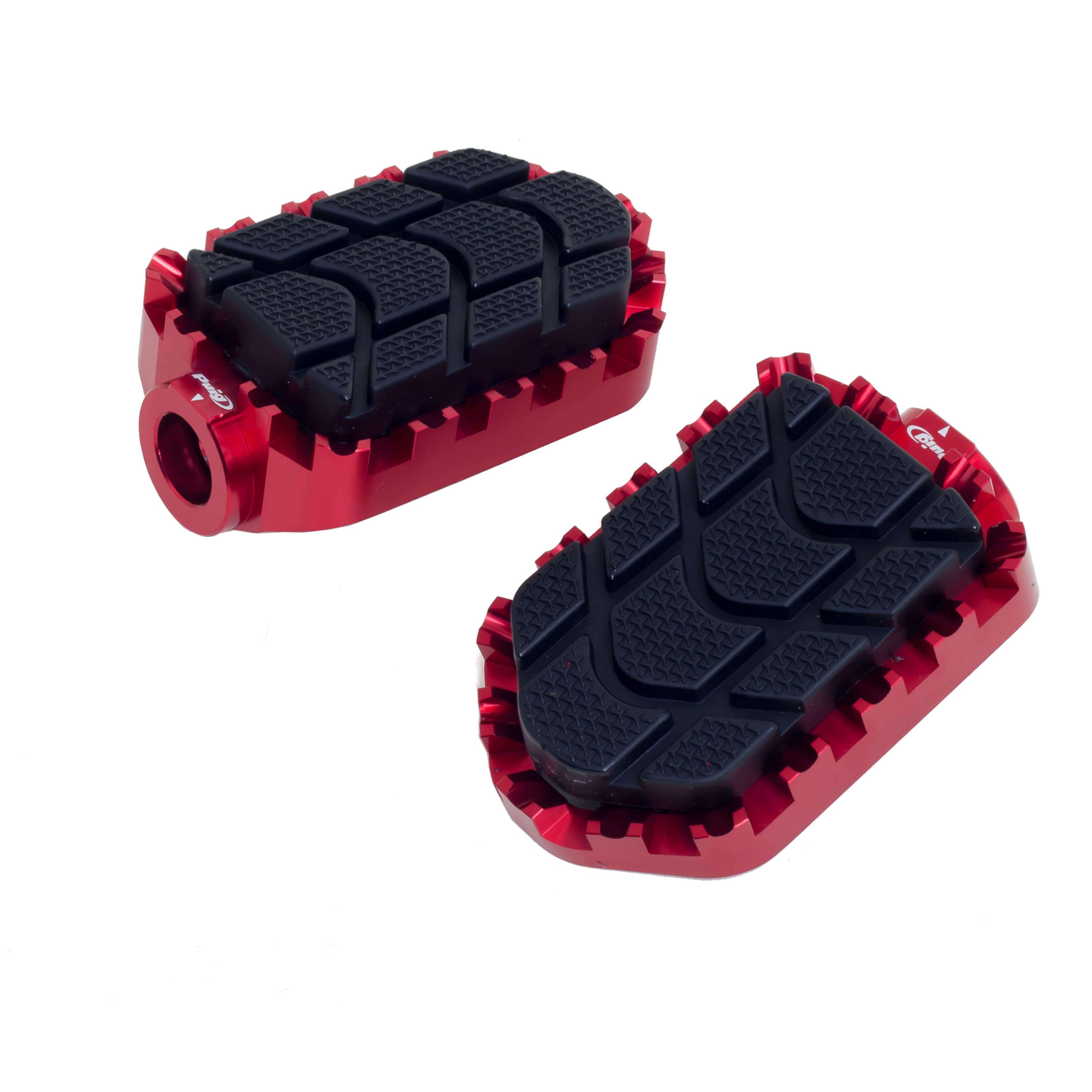 Puig Hi-Tech Enduro Footpegs | Red Anodised Aluminium-M7587R-Footpegs-Pyramid Motorcycle Accessories