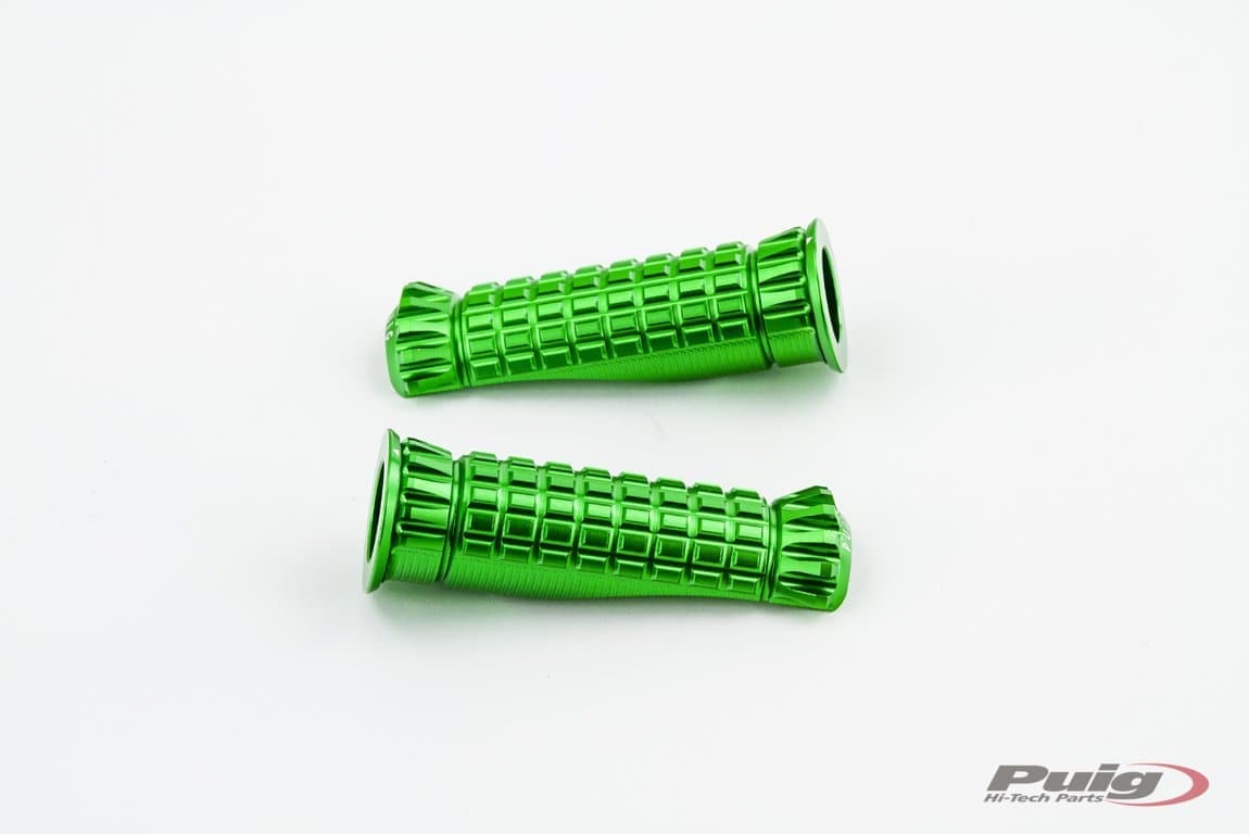 Puig Hi-Tech R-Fighter Footpegs | Green Anodised Aluminium-M9192V-Footpegs-Pyramid Motorcycle Accessories