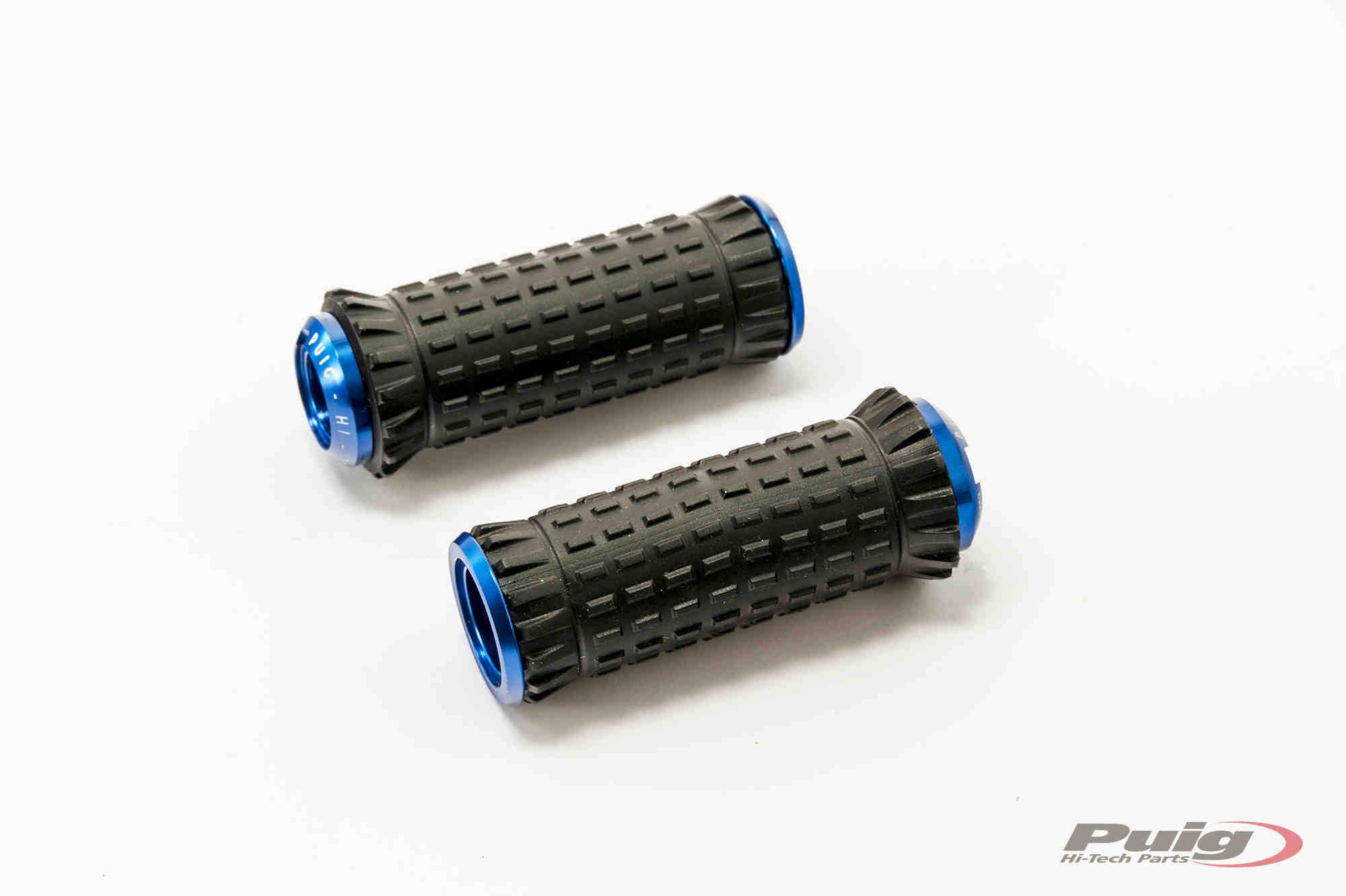 Puig Hi-Tech R-Fighter S Footpegs | Blue Anodised Aluminium with Removable Black Rubber Grip-M9193A-Footpegs-Pyramid Motorcycle Accessories