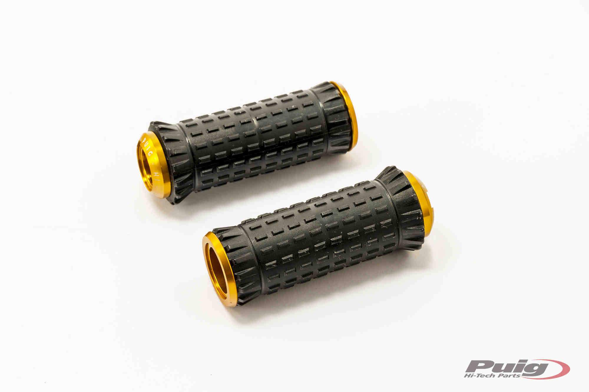 Puig Hi-Tech R-Fighter S Footpegs | Gold Anodised Aluminium with Removable Black Rubber Grip-M9193O-Footpegs-Pyramid Plastics