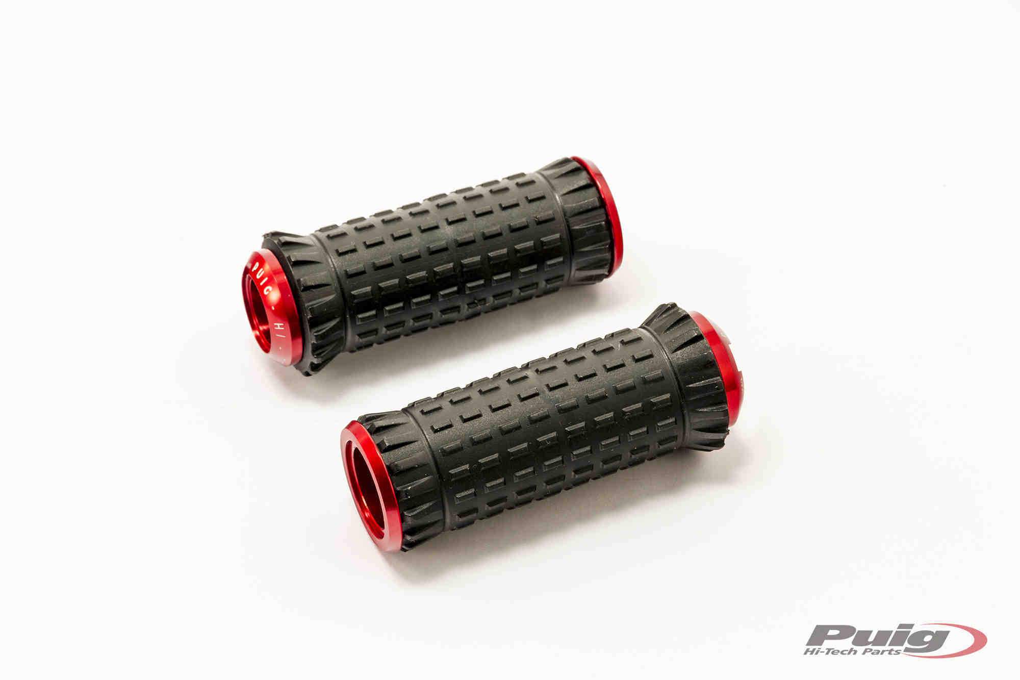 Puig Hi-Tech R-Fighter S Footpegs | Red Anodised Aluminium with Black Removable Rubber Grip-M9193R-Footpegs-Pyramid Motorcycle Accessories