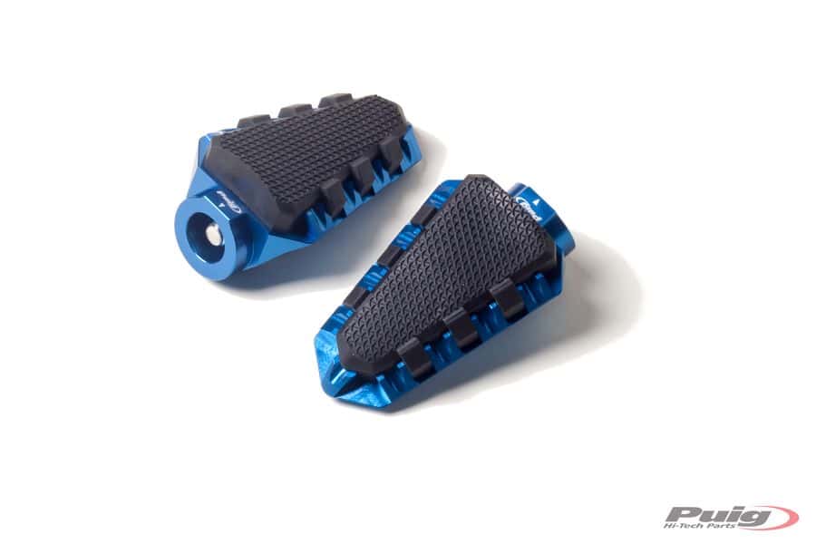 Puig Hi-Tech Trail Footpegs | Blue Anodised Aluminium-M7319A-Footpegs-Pyramid Motorcycle Accessories