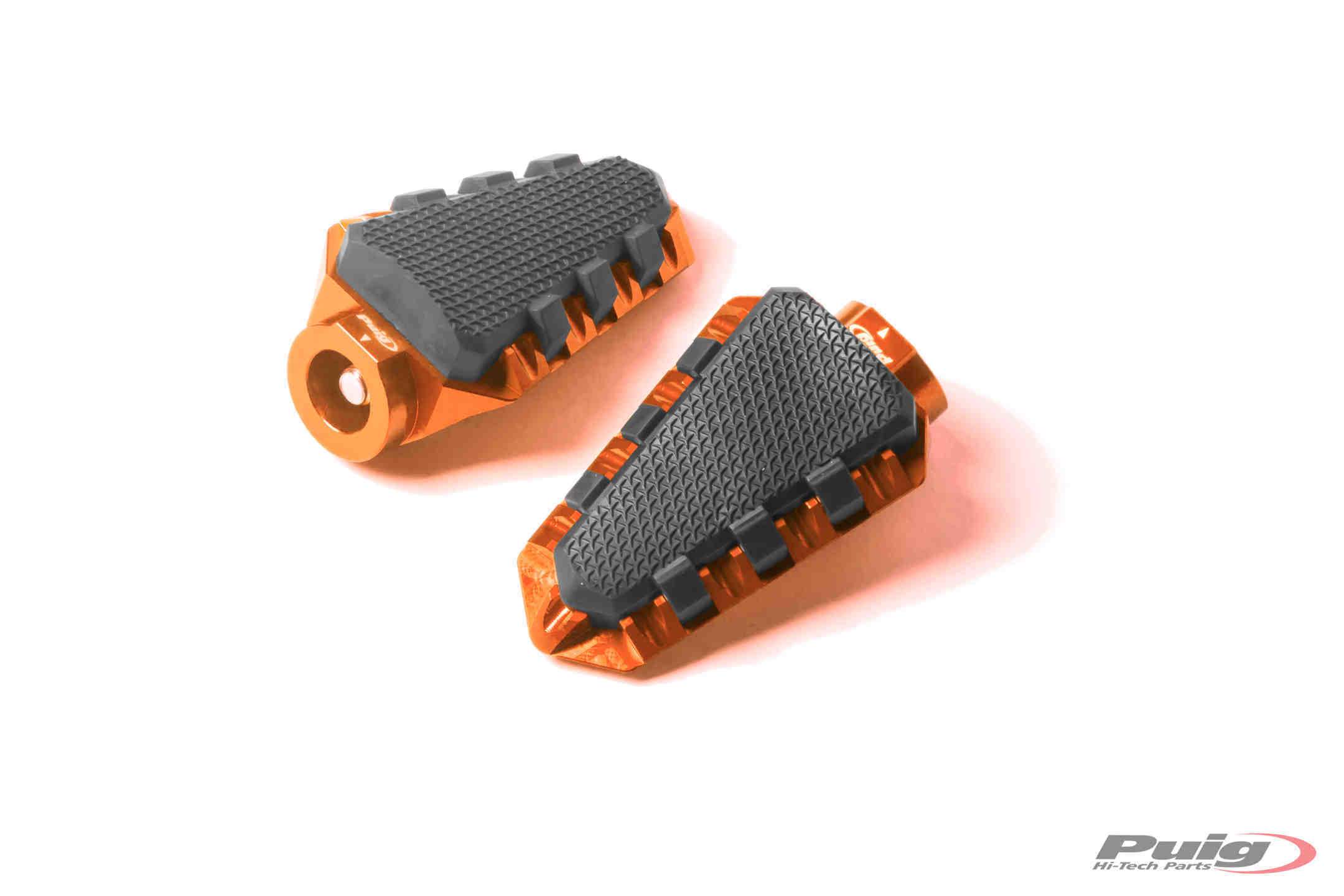 Puig Hi-Tech Trail Footpegs | Orange Anodised Aluminium-M7319T-Footpegs-Pyramid Motorcycle Accessories