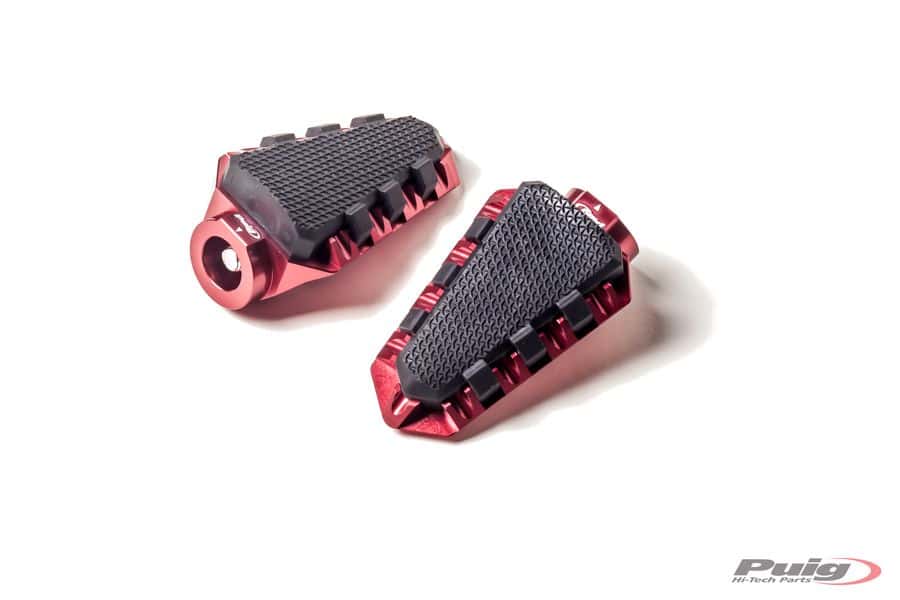 Puig Hi-Tech Trail Footpegs | Red Anodised Aluminium-M7319R-Footpegs-Pyramid Motorcycle Accessories
