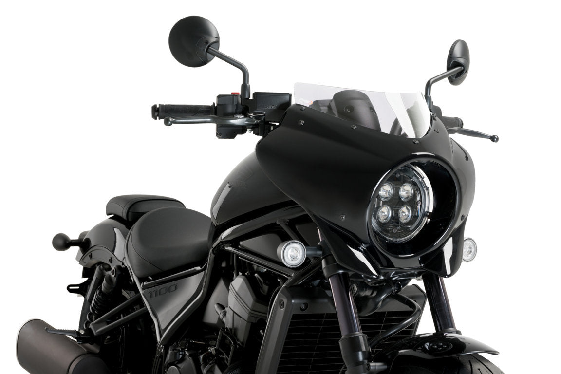 Puig Mirage Sport Screen | Gloss Black/Clear | Honda CMX 1100 Rebel 2021>Current-M21460W-Screens-Pyramid Motorcycle Accessories