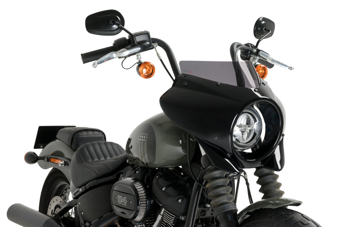 Puig Mirage Sport Screen | Gloss Black/Dark Smoke | Harley Davidson Softail Street Bob (FXBB) 2021>Current-M21331F-Screens-Pyramid Motorcycle Accessories