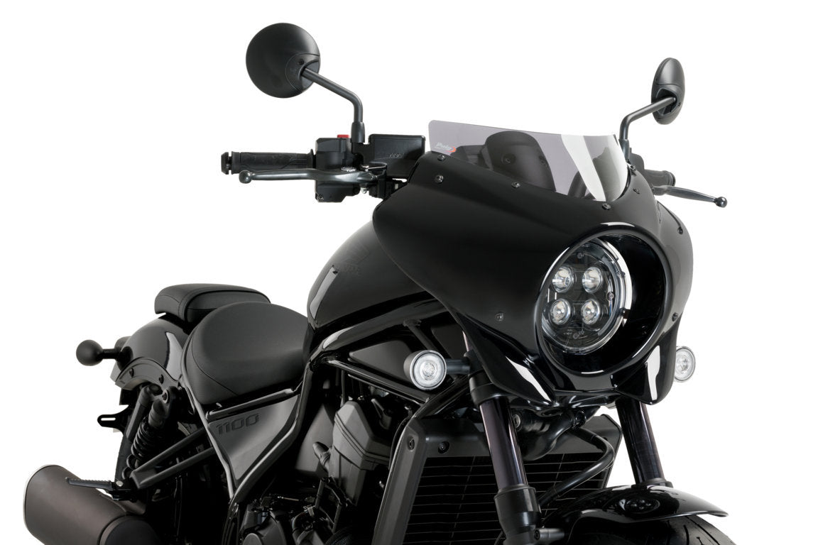 Puig Mirage Sport Screen | Gloss Black/Light Smoke | Honda CMX 1100 Rebel 2021>Current-M21460H-Screens-Pyramid Motorcycle Accessories