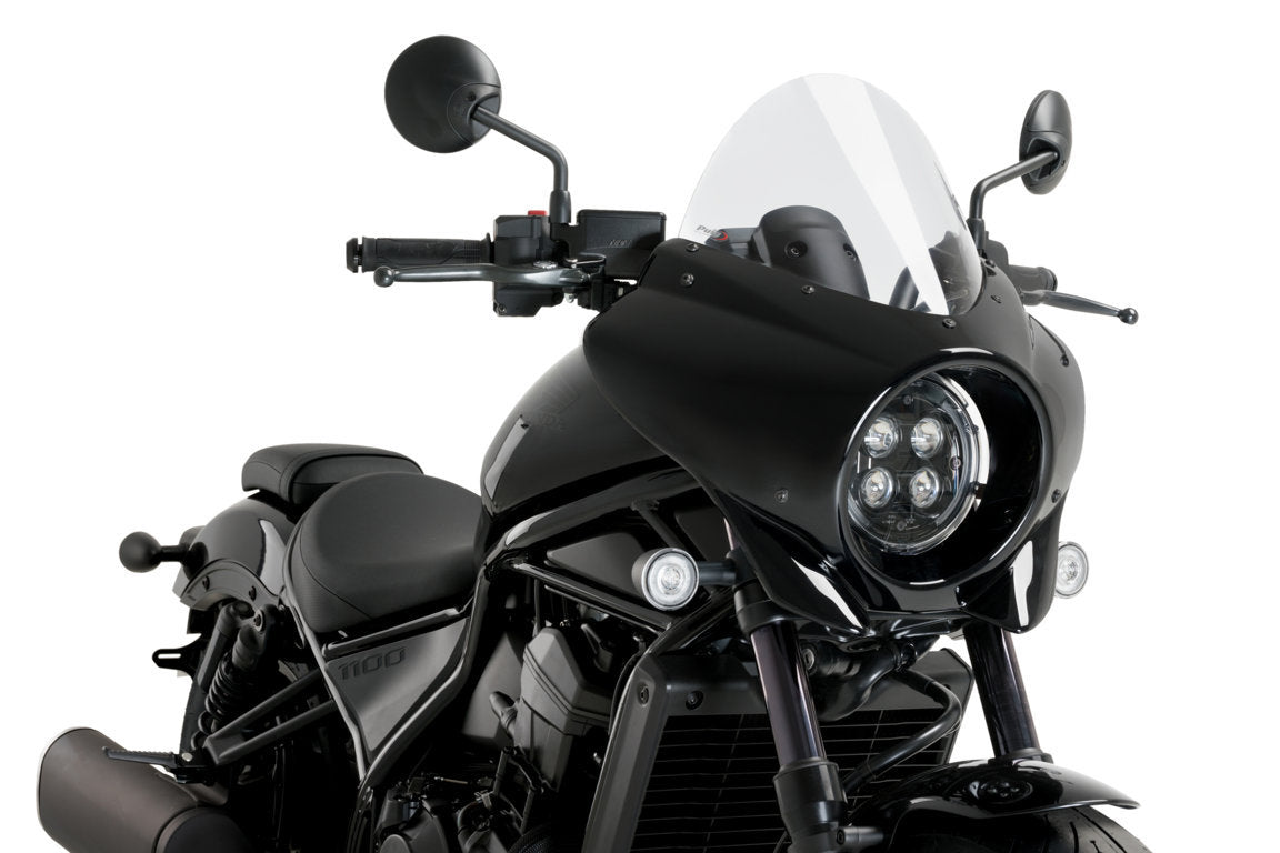 Puig Mirage Touring Screen | Gloss Black/Clear | Honda CMX 1100 Rebel 2021>Current-M21461W-Screens-Pyramid Motorcycle Accessories