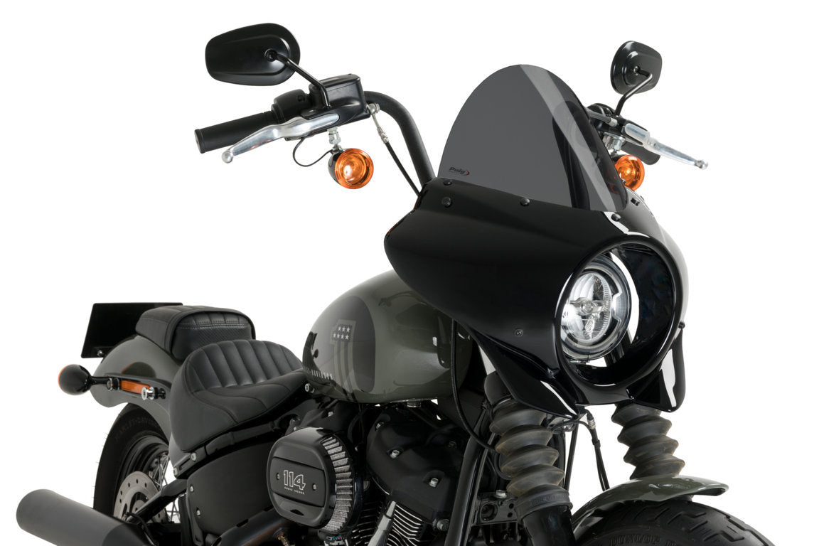 Puig Mirage Touring Screen | Gloss Black/Dark Smoke | Harley Davidson Softail Street Bob (FXBB) 2021>Current-M21332F-Screens-Pyramid Motorcycle Accessories