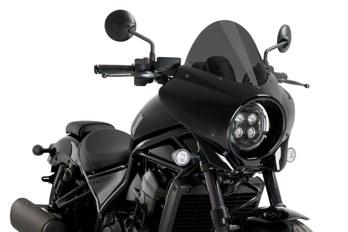 Puig Mirage Touring Screen | Gloss Black/Dark Smoke | Honda CMX 1100 Rebel 2021>Current-M21461F-Screens-Pyramid Motorcycle Accessories