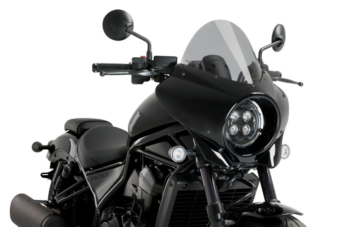 Puig Mirage Touring Screen | Gloss Black/Light Smoke | Honda CMX 1100 Rebel 2021>Current-M21461H-Screens-Pyramid Motorcycle Accessories