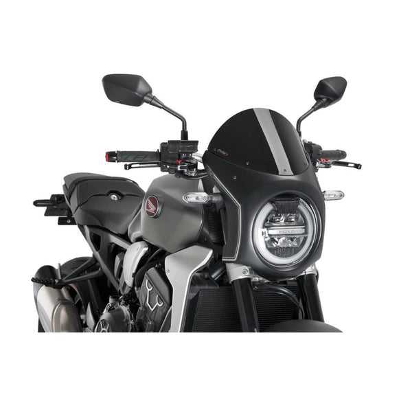 Puig Nose Fairing | Matte Black with Black (Opaque) Screen | Honda CB 1000 R 2018>2020 -   Pyramid Motorcycle Accessories