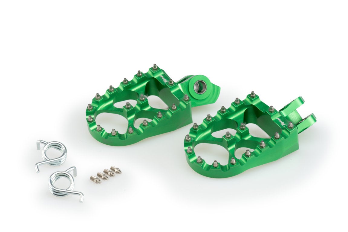 Puig Off-Road Footpegs | Green | Suzuki RMZ 250 2020>Current -   Pyramid Motorcycle Accessories