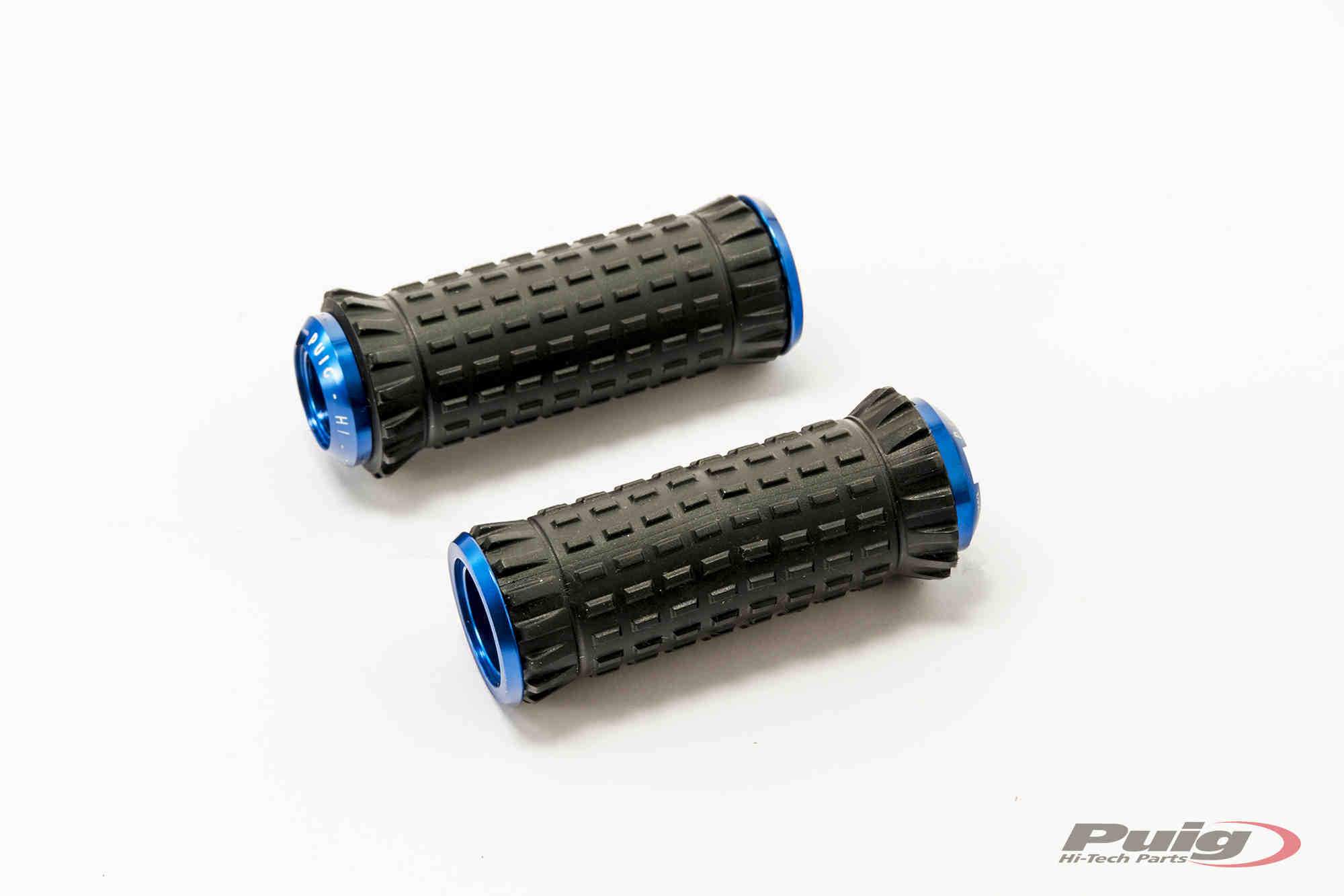 Puig R-Fighter S Footpegs | Blue with Removable Black Rubber Grip -  Shop name