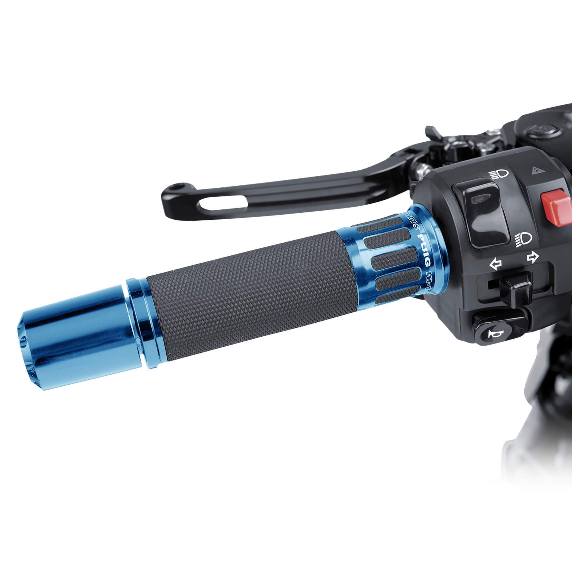 Puig Racing Grips 119mm Length | Black with Blue Trim-Racing Grips-Pyramid Motorcycle Accessories