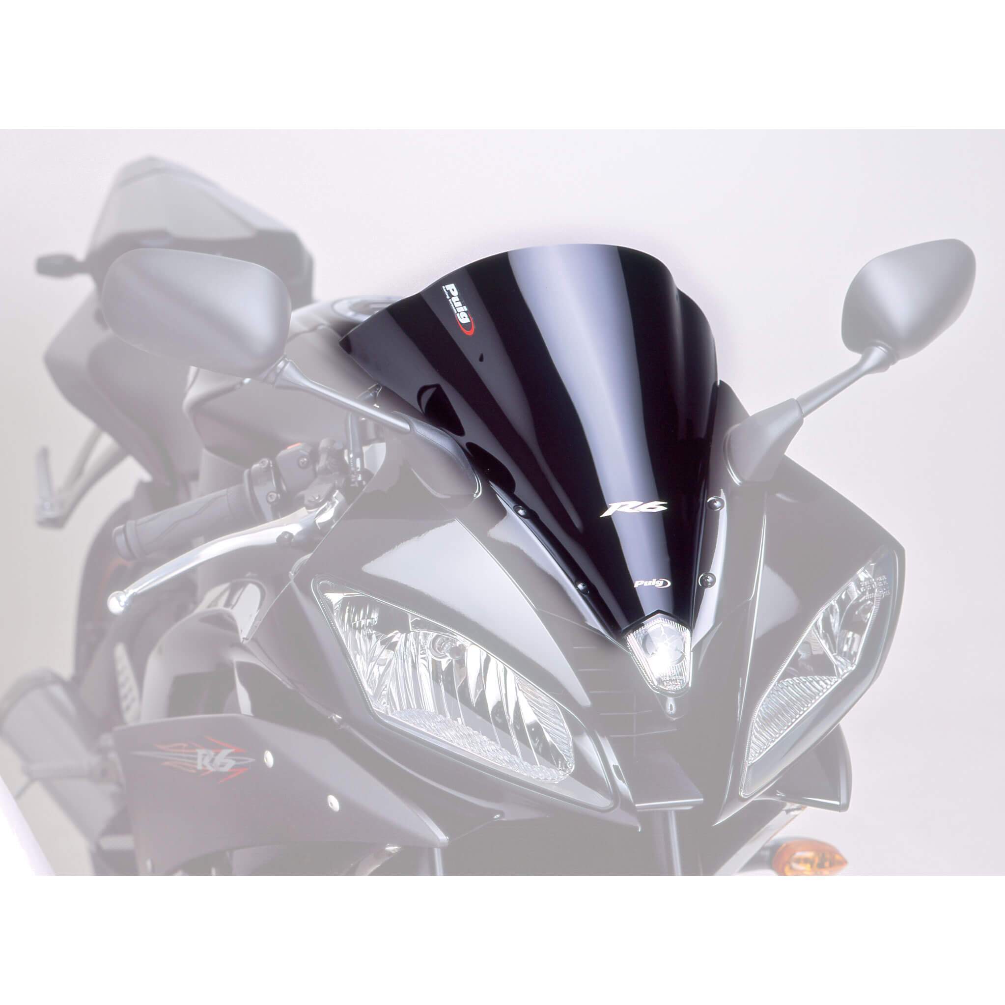 Puig Racing Screen | Black (Opaque) | Yamaha YZF-R6 2006>2007-M4059N-Screens-Pyramid Motorcycle Accessories