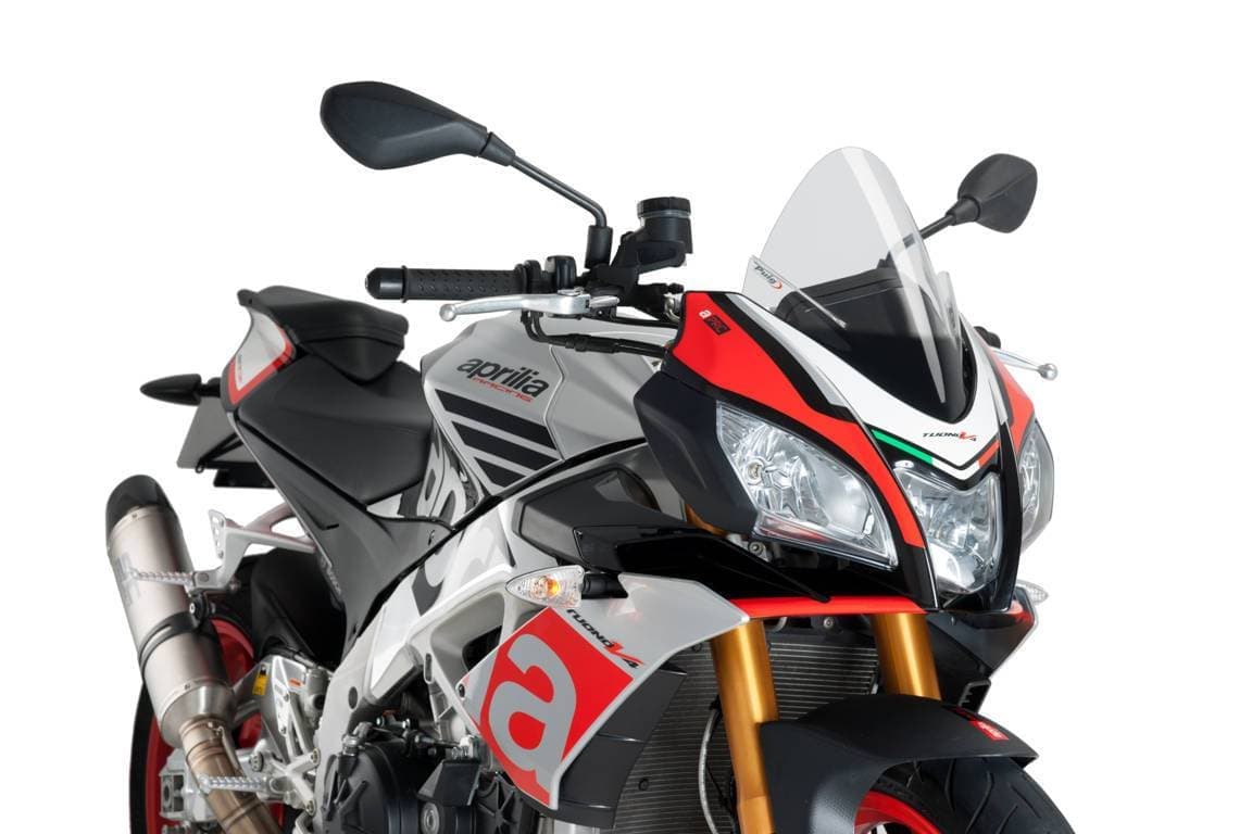 Puig Racing Screen | Clear | Aprilia Tuono V4 1100 Factory 2015>2020-Screens-Pyramid Motorcycle Accessories