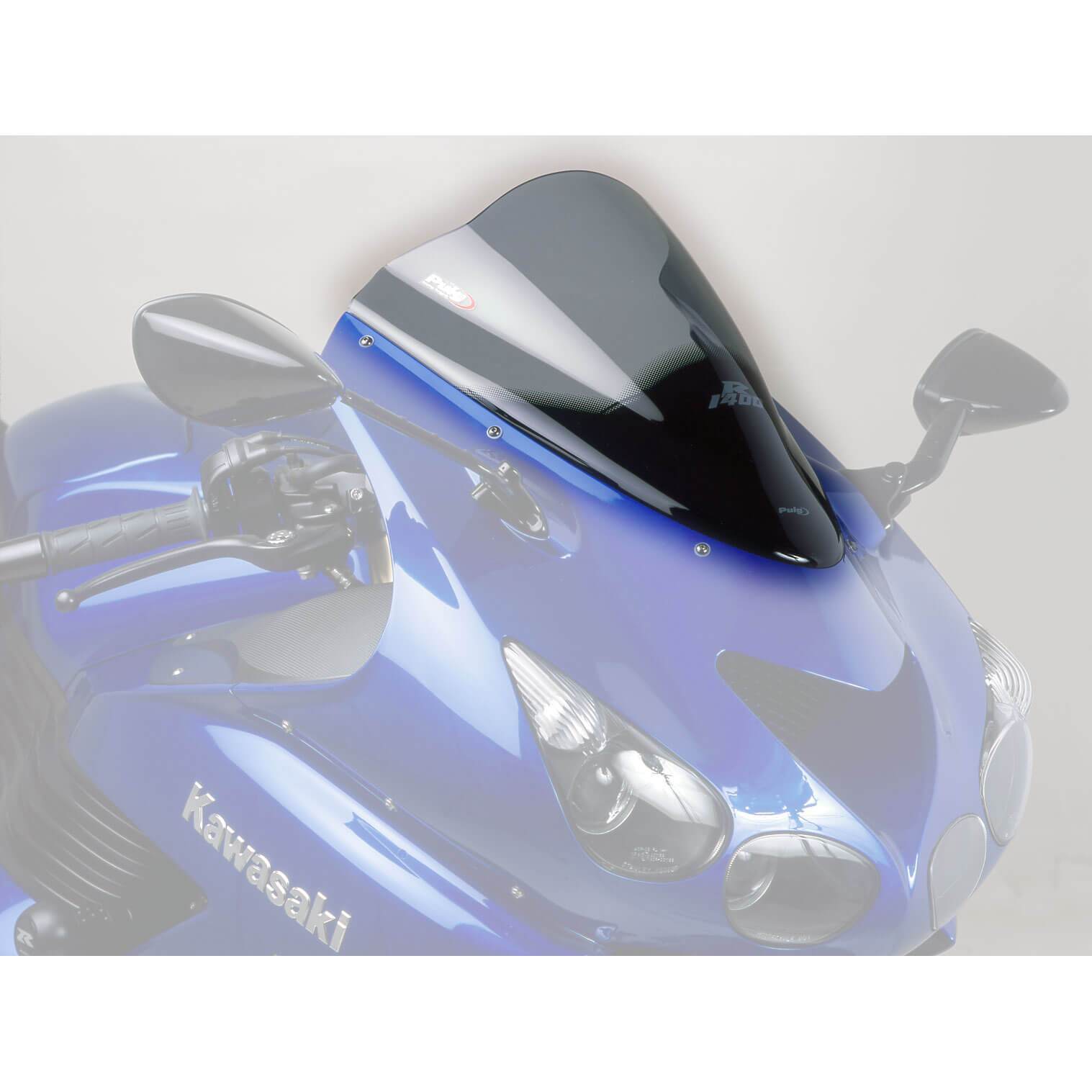 Puig Racing Screen | Light Smoke | Kawasaki ZZR 1400 2006>Current-M4057H-Screens-Pyramid Motorcycle Accessories