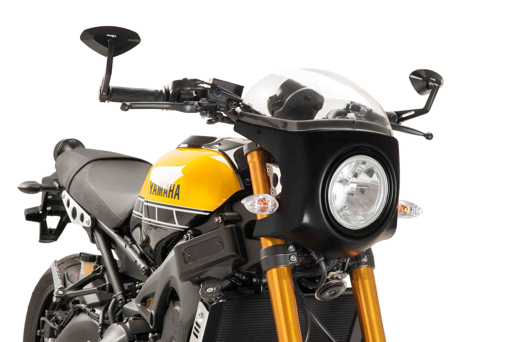 Puig Retro Semi Fairing | Carbon Look with Clear Screen | Royal Enfield Interceptor 650 2018>Current-M9516W-Screens-Pyramid Motorcycle Accessories