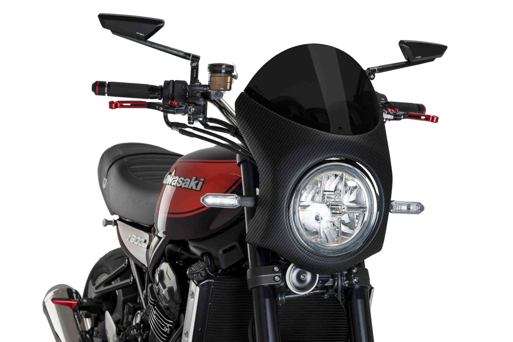 Puig Retro Semi Fairing | Carbon Look with Dark Smoke Screen | Kawasaki Z 900 RS 2017>Current-M9596F-Screens-Pyramid Motorcycle Accessories