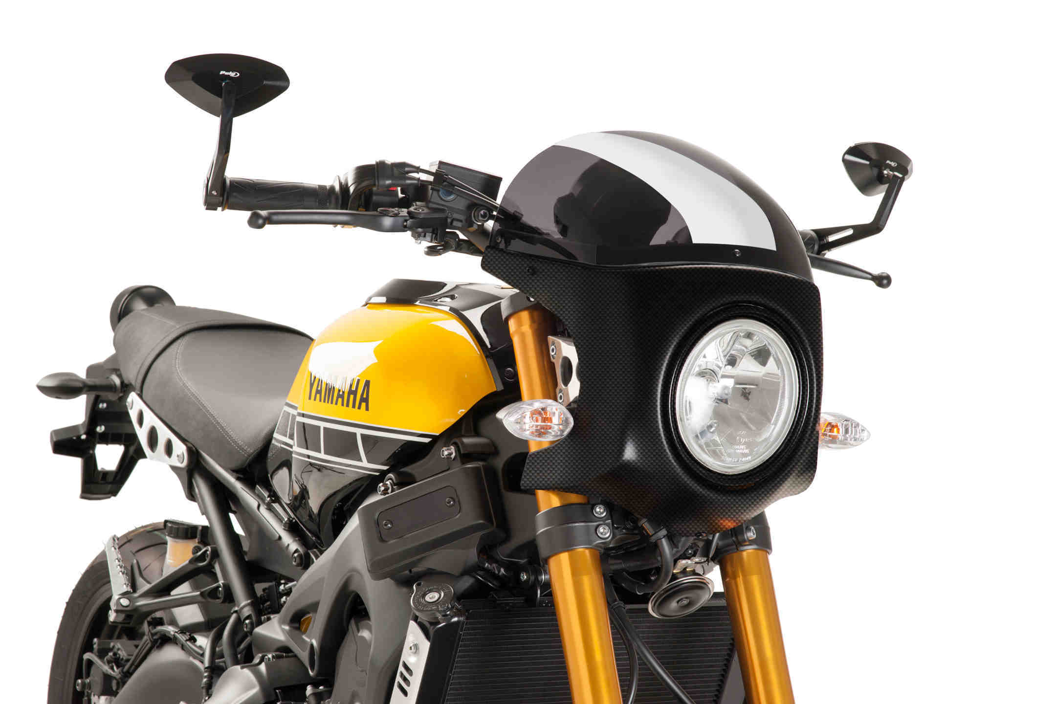 Puig Retro Semi Fairing | Carbon Look with Dark Smoke Screen | Royal Enfield Interceptor 650 2018>Current -  Shop name