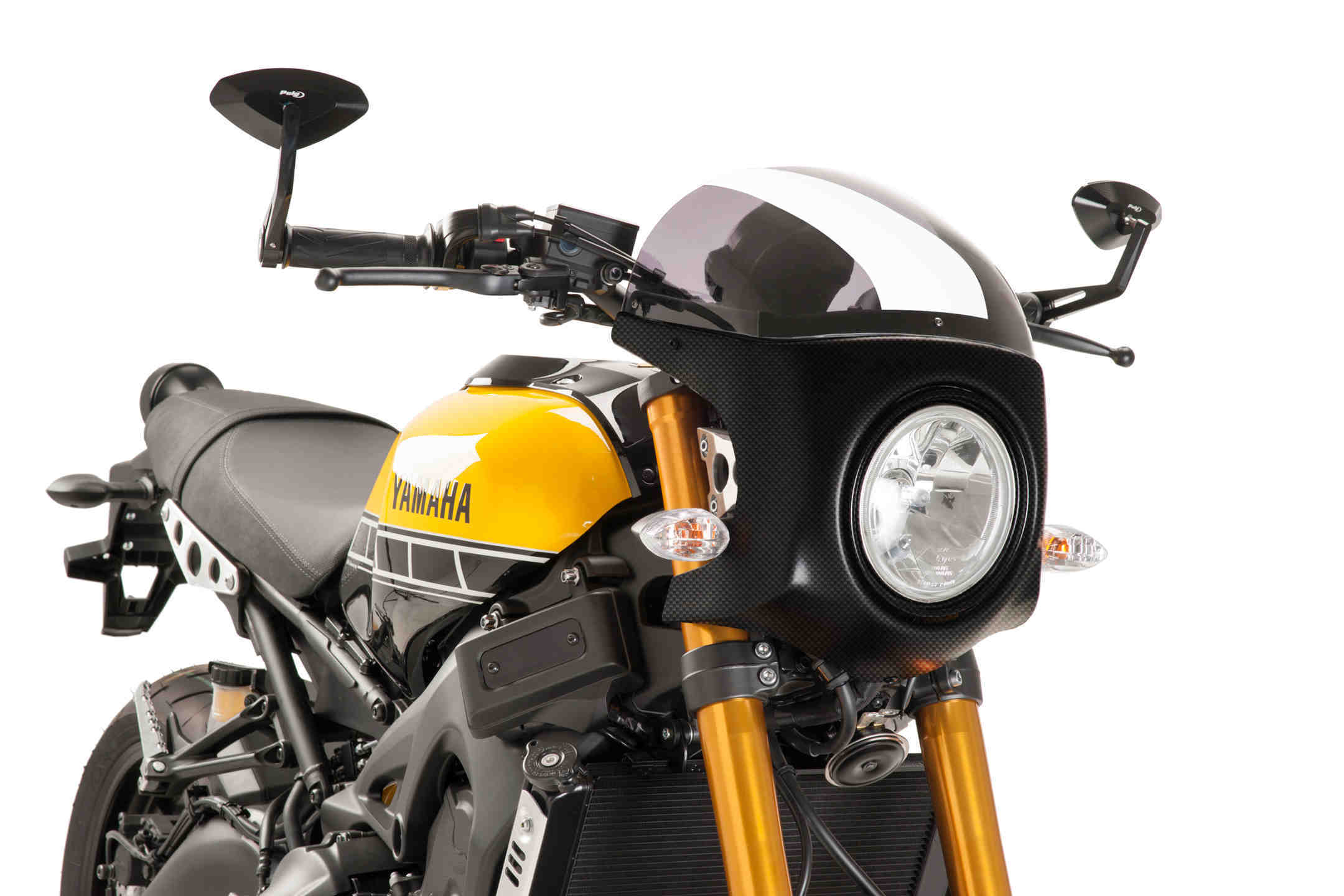 Puig Retro Semi Fairing | Carbon Look with Light Smoke Screen | Royal Enfield Interceptor 650 2018>Current-M9516H-Screens-Pyramid Motorcycle Accessories