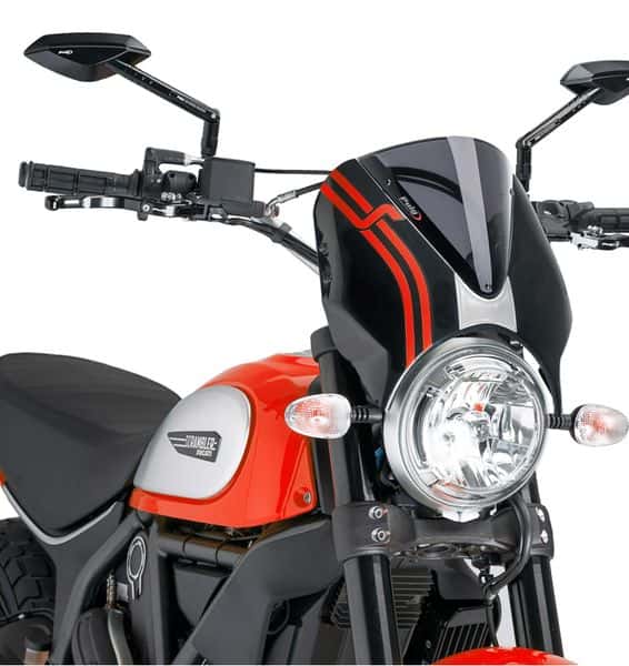 Puig Retrovision Nose Fairing | Black with Dark Smoke Screen | Ducati Scrambler Urban Enduro 2015>Current -  Shop name