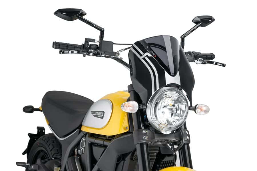 Puig Retrovision Nose Fairing | Black with Dark Smoke Screen | Ducati Scrambler Urban Enduro 2015>Current -  Shop name