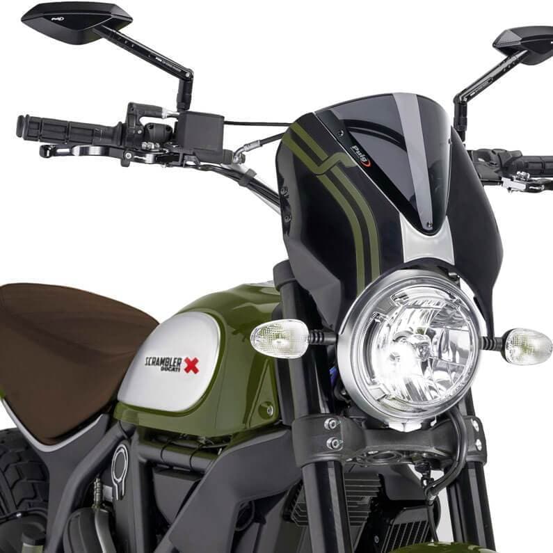Puig Retrovision Nose Fairing | Black with Dark Smoke Screen | Ducati Scrambler Urban Enduro 2015>Current -  Shop name