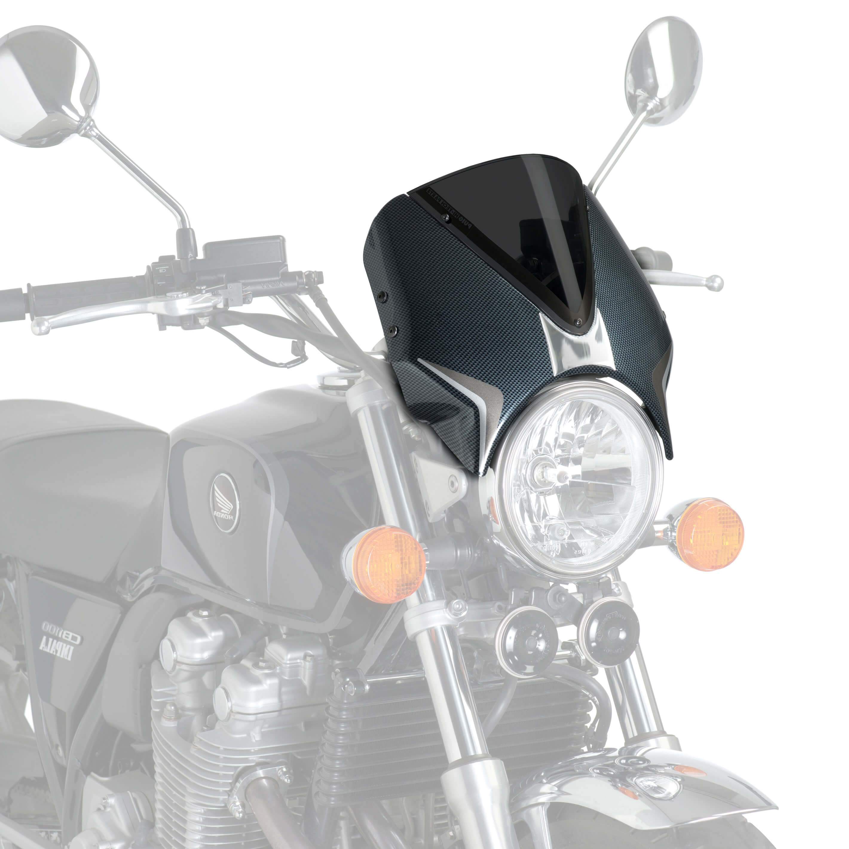 Puig Retrovision Nose Fairing | Carbon Look with Dark Smoke Screen | Honda CB 1100 2013>2014 -  Shop name