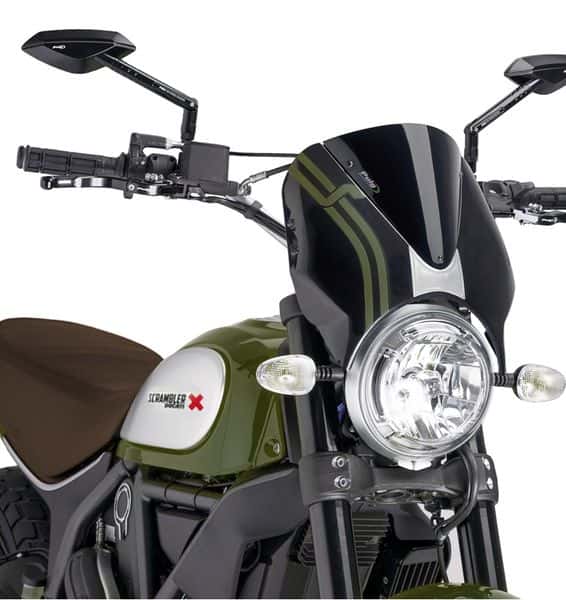 Puig Retrovision Nose Fairing | Matte Black with Black (Opaque) Screen | Ducati Scrambler Desert Sled 2017>2020 -  Shop name