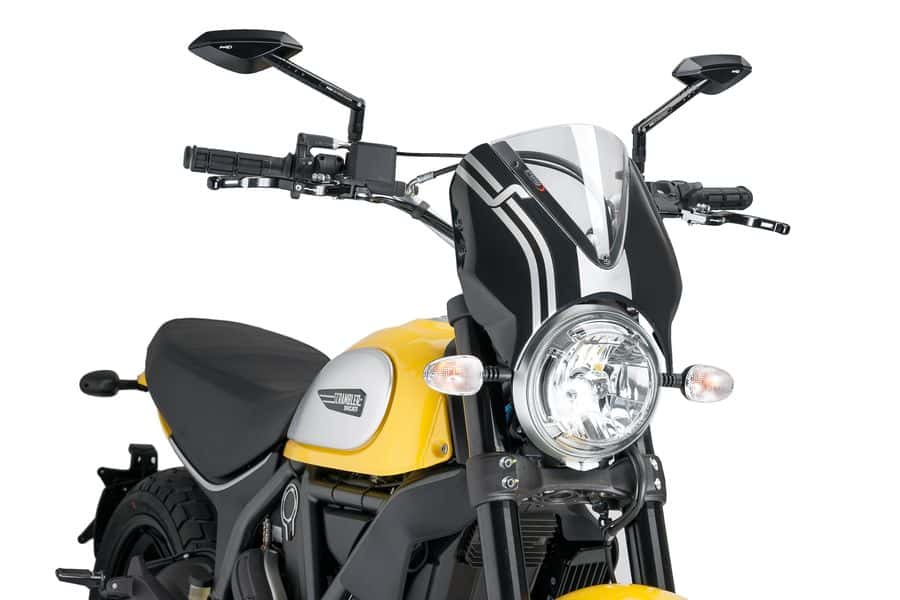 Puig Retrovision Nose Fairing | Matte Black with Clear Screen | Ducati Scrambler Flat Track Pro 2016>2016 -  Shop name