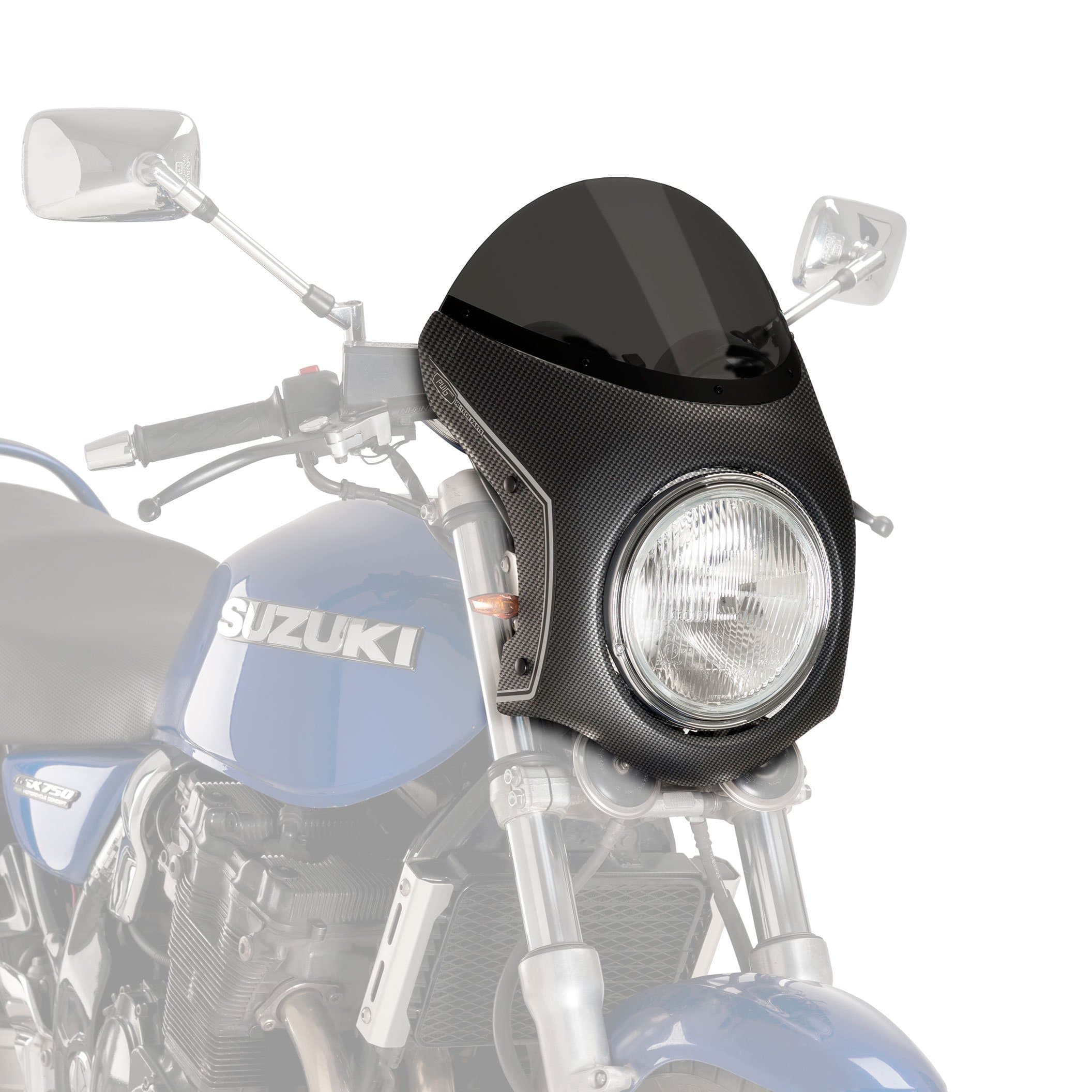 Puig Retrovision Semi Fairing | Carbon Look with Dark Smoke Screen-M9515F-Screens-Pyramid Motorcycle Accessories