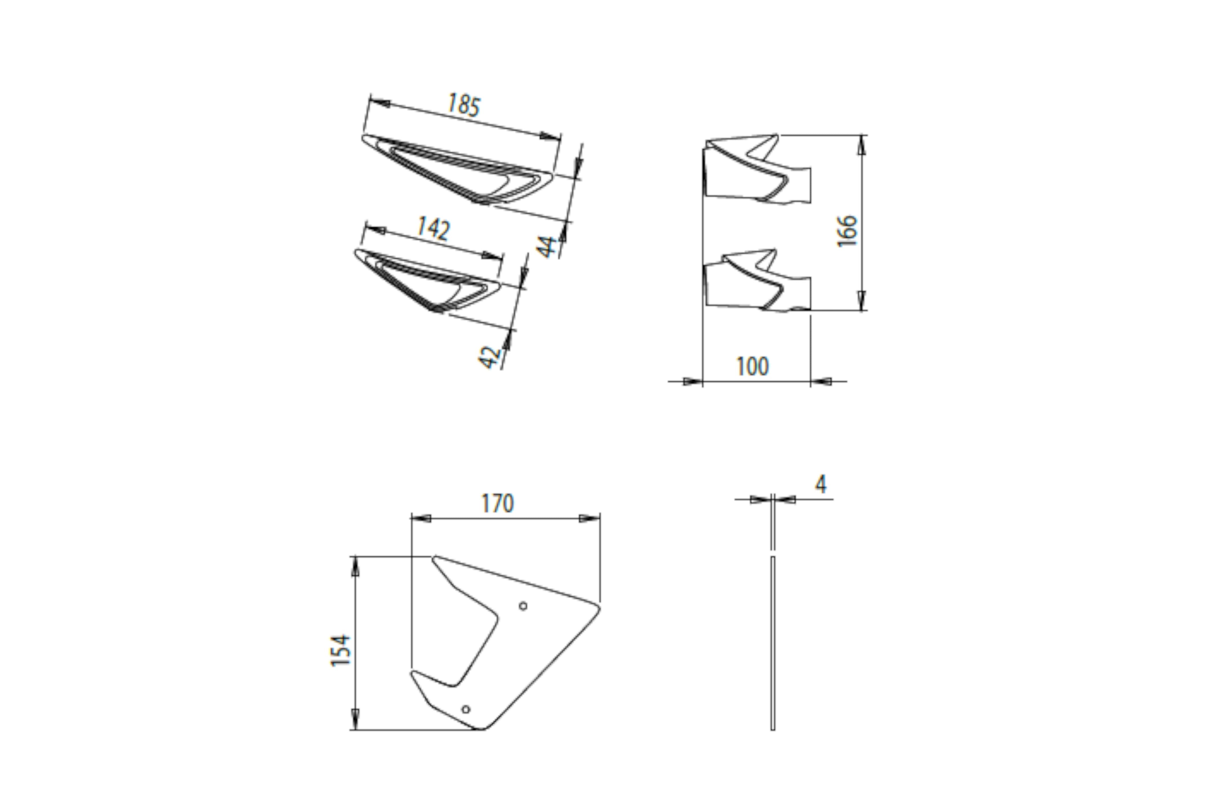 Puig Side Downforce Spoilers | Black | Yamaha MT-07 2021>Current-M20621N-Side Spoilers-Pyramid Motorcycle Accessories