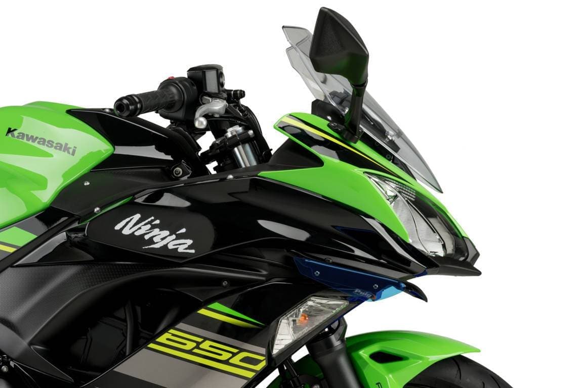 Puig Side Downforce Spoilers | Black/Blue | Kawasaki Ninja 650 2017>2019-M3835A-Side Spoilers-Pyramid Motorcycle Accessories
