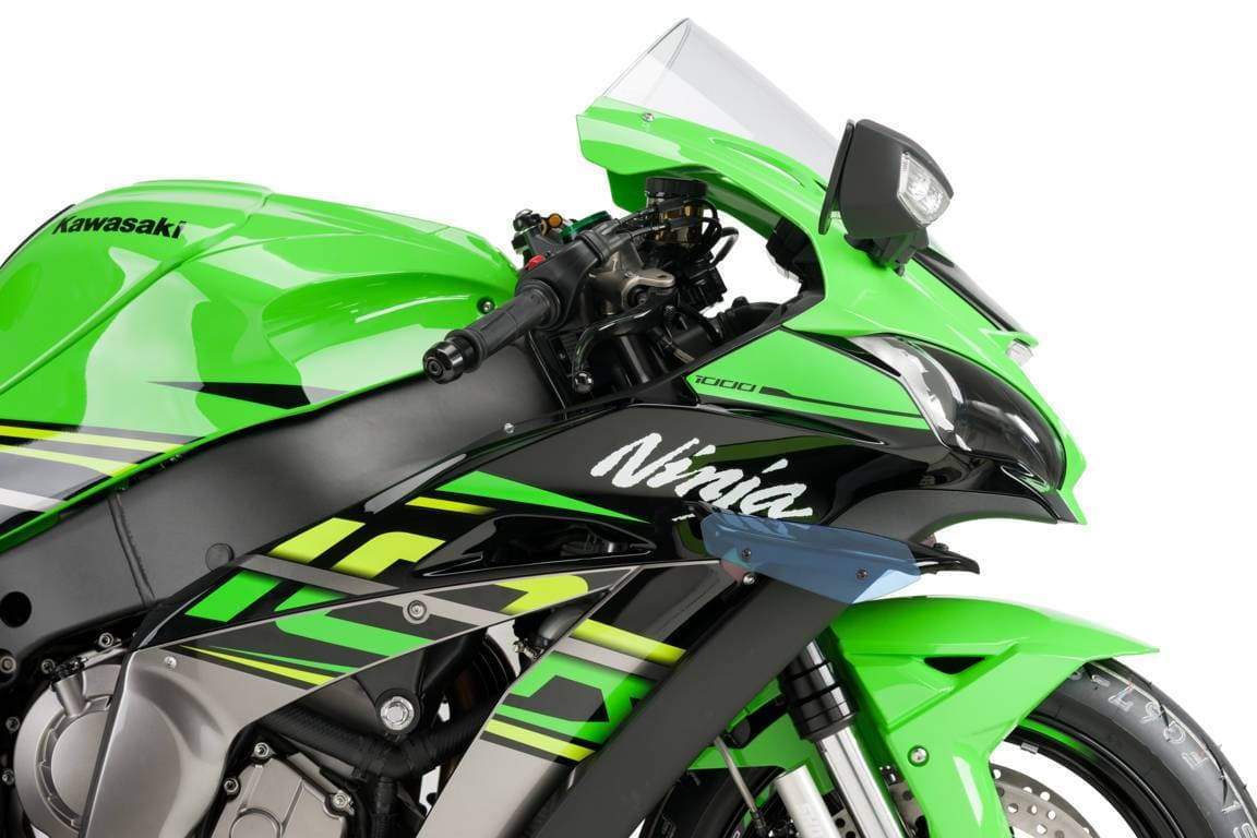 Puig Side Downforce Spoilers | Black/Blue | Kawasaki ZX10-R 2011>Current-M9882A-Side Spoilers-Pyramid Motorcycle Accessories