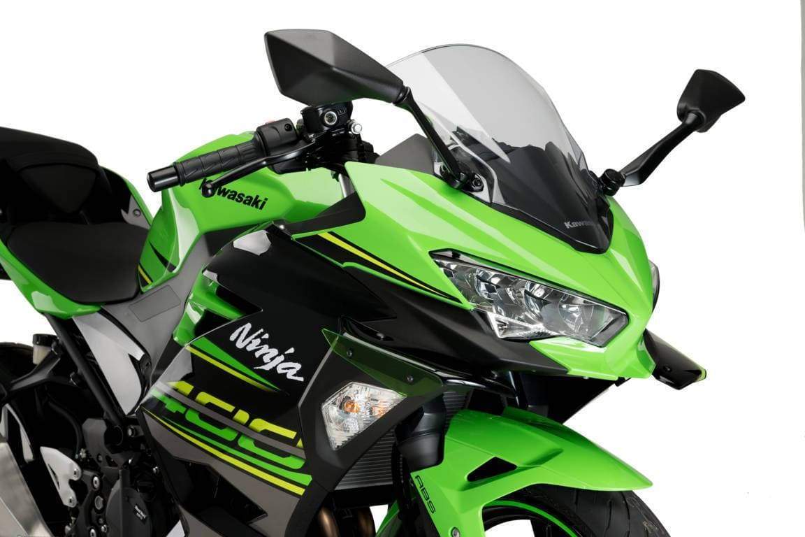 Puig Side Downforce Spoilers | Black/Green | Kawasaki Ninja 400 2018>Current-M3172V-Side Spoilers-Pyramid Motorcycle Accessories