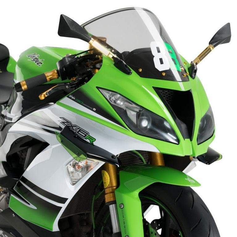 Puig Side Downforce Spoilers | Black/Green | Kawasaki ZX6-R 2009>2016-M3162V-Side Spoilers-Pyramid Motorcycle Accessories