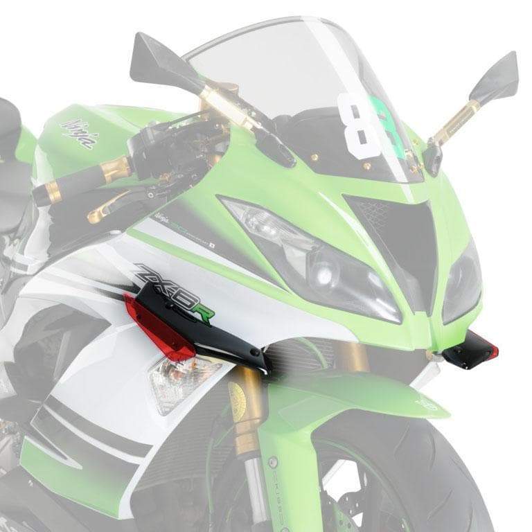 Puig Side Downforce Spoilers | Black/Red | Kawasaki ZX6-R 636 2019>Current-M3176R-Side Spoilers-Pyramid Motorcycle Accessories