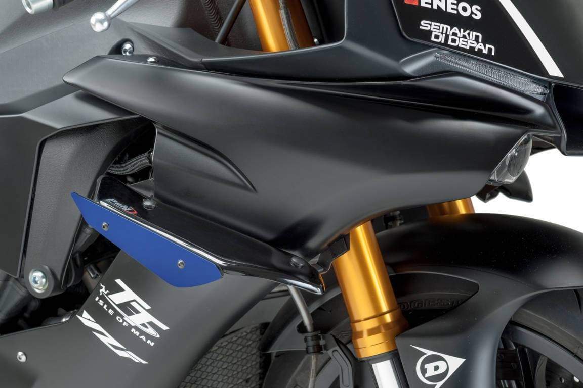 Puig Side Downforce Spoilers | Blue | Yamaha YZF-R1 2015>Current-M9766A-Side Spoilers-Pyramid Motorcycle Accessories