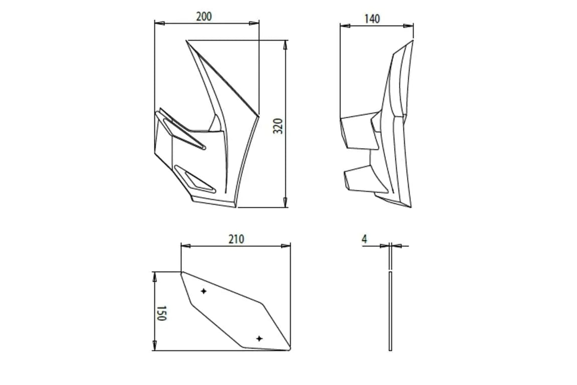 Puig Side Downforce Wings | Black | Kawasaki Z 900 2020>Current -  Shop name