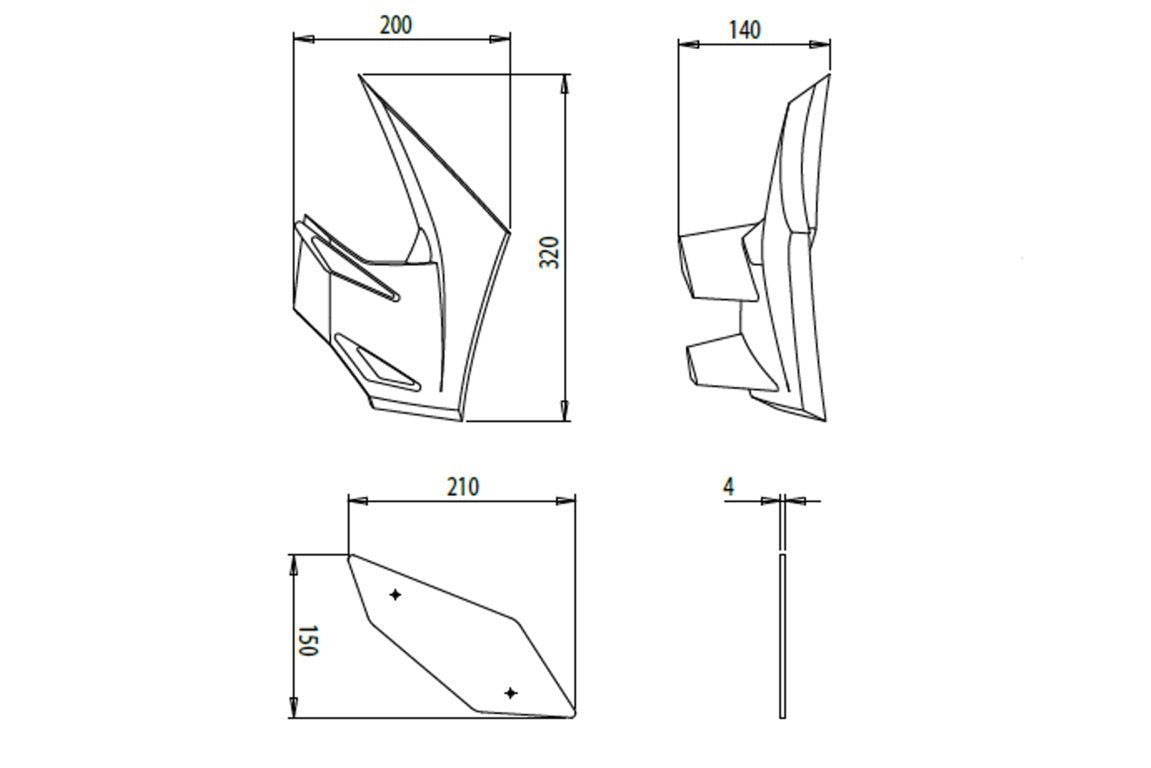 Puig Side Downforce Wings | Green | Kawasaki Z 650 2020>Current -   Pyramid Motorcycle Accessories