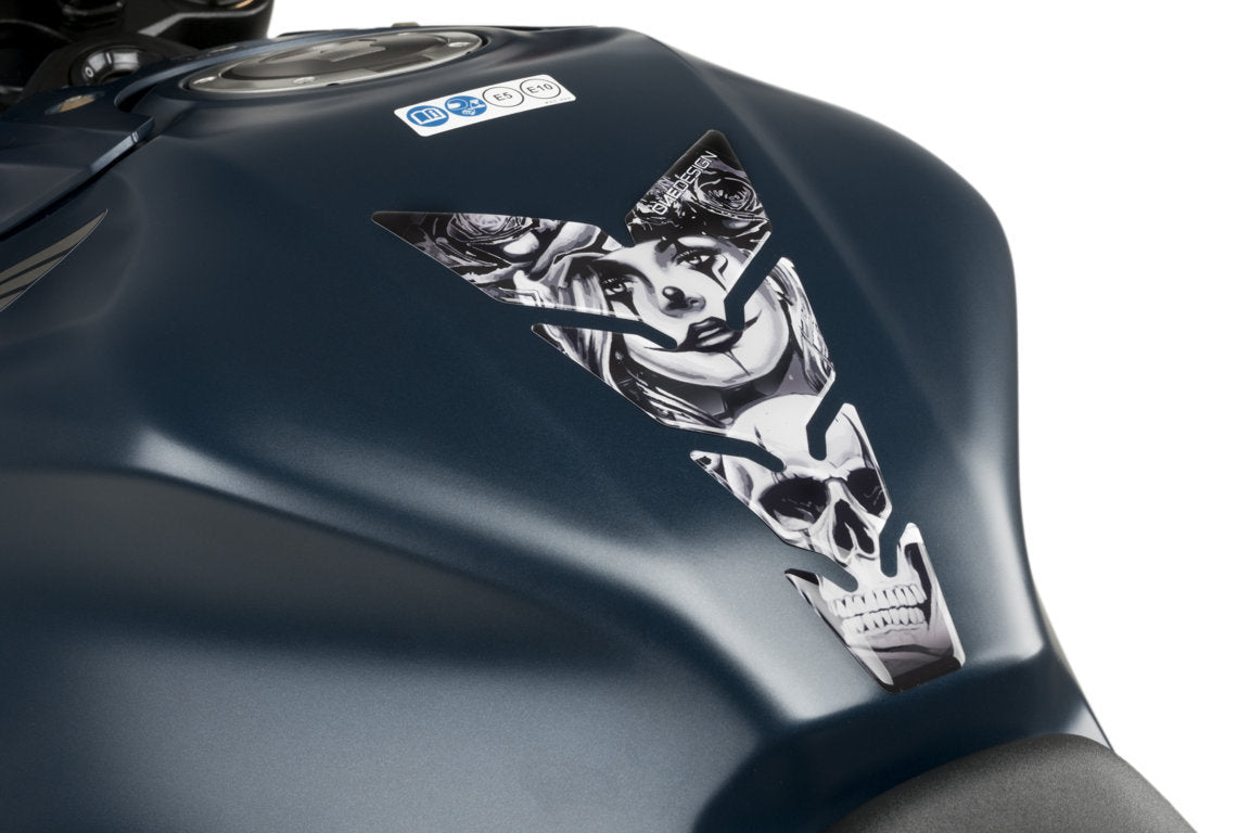 Puig Skull & Poker Tank Pad | Black-Tank Protection-Pyramid Motorcycle Accessories