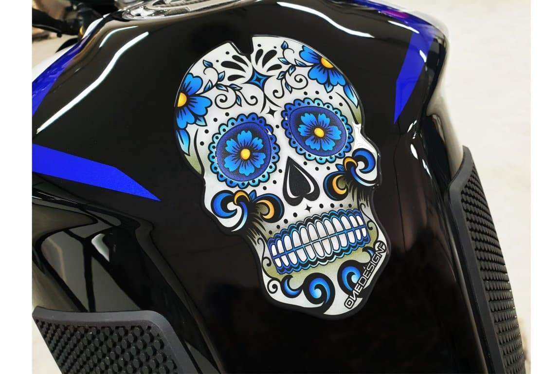 Puig Skull Tank Pad | Blue-M3673A-Tank Protection-Pyramid Motorcycle Accessories