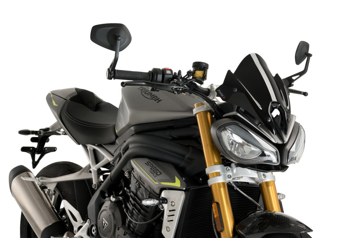 Puig Sport Screen | Black (Opaque) | Triumph Speed Triple 1200 RS 2021>2024 -   Pyramid Motorcycle Accessories