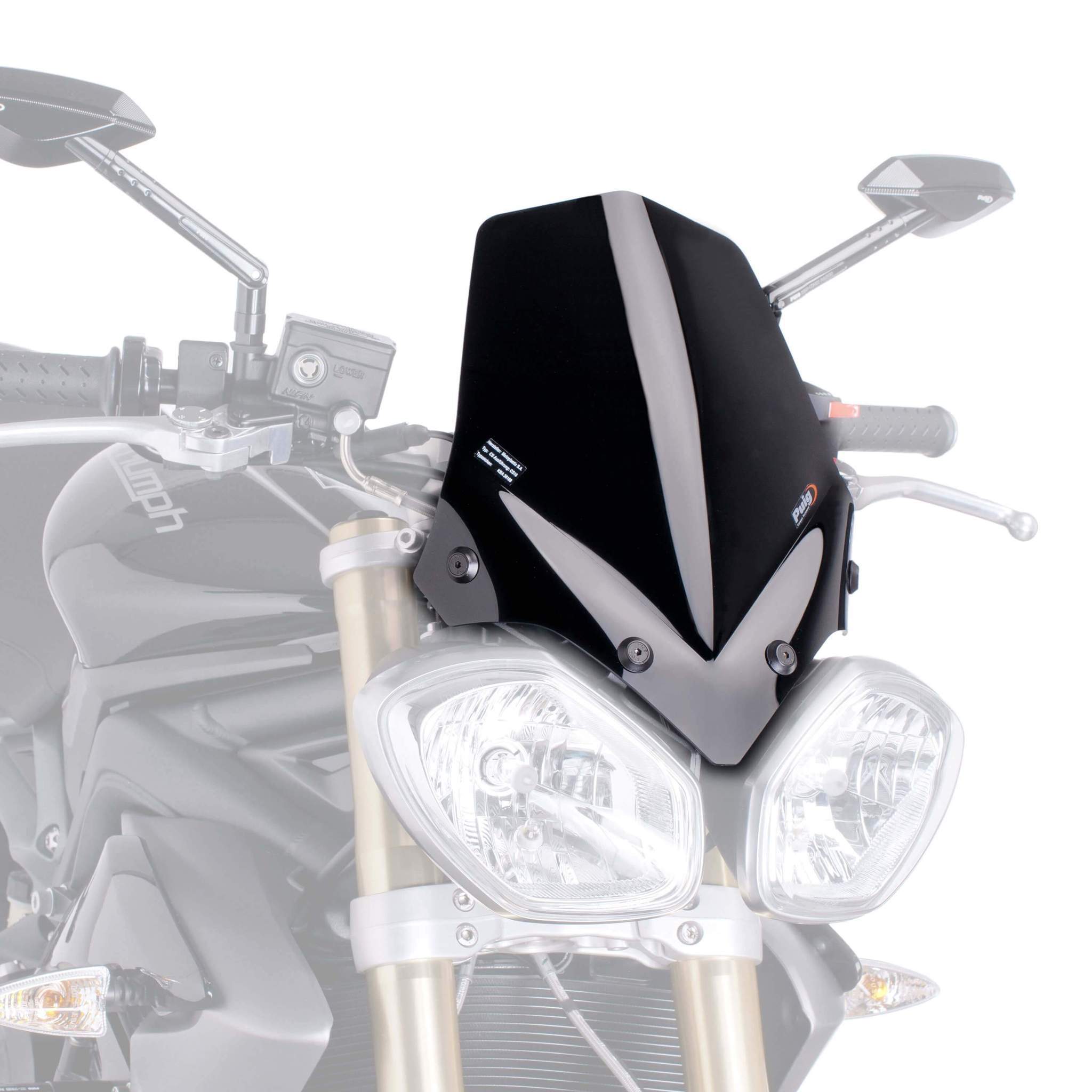 Puig Sport Screen | Black (Opaque) | Triumph Street Triple 675 2013>2016-M5658N-Screens-Pyramid Motorcycle Accessories