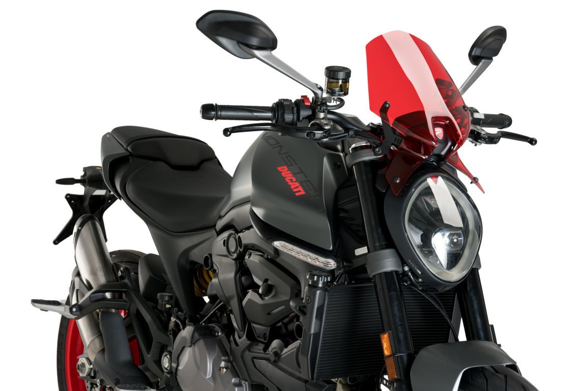 Puig Sport Screen | Red | Ducati Monster 937 2021>Current -   Pyramid Motorcycle Accessories